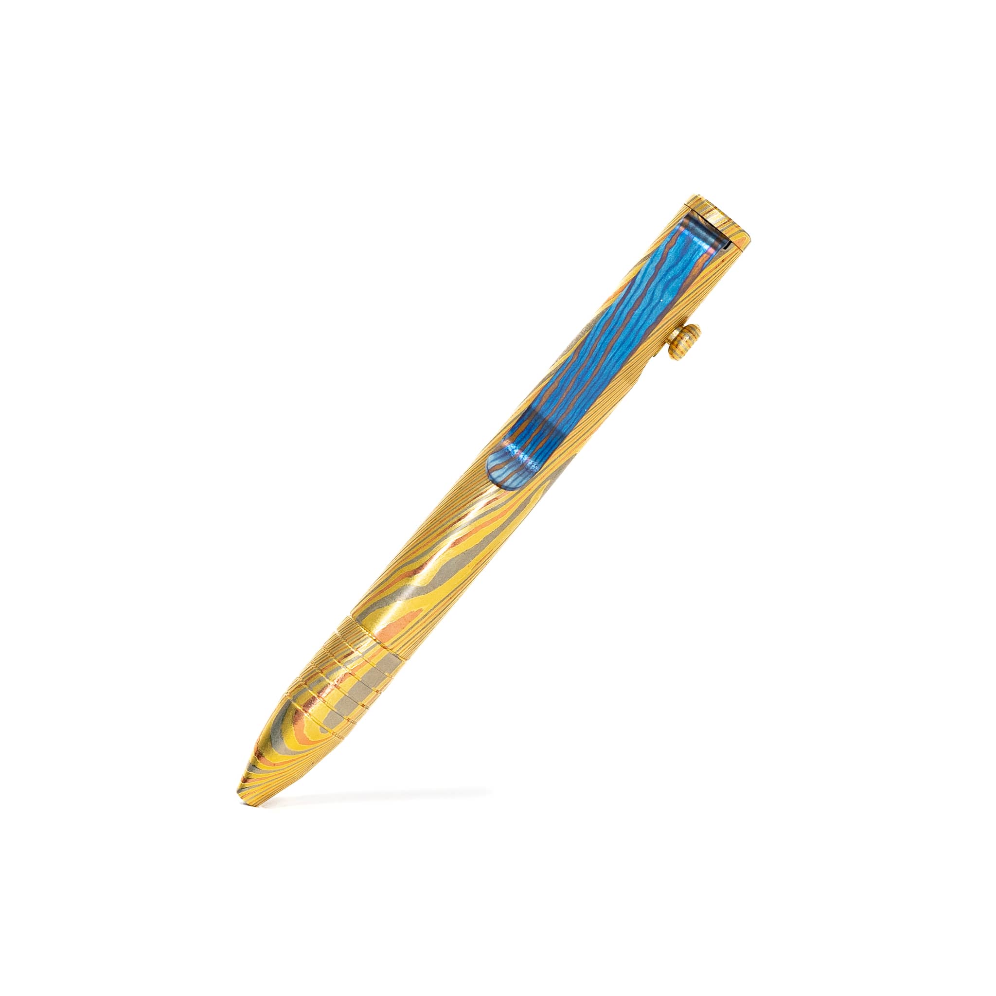 Mini Bolt Action Pen - Full Brass Damascus - Image 12