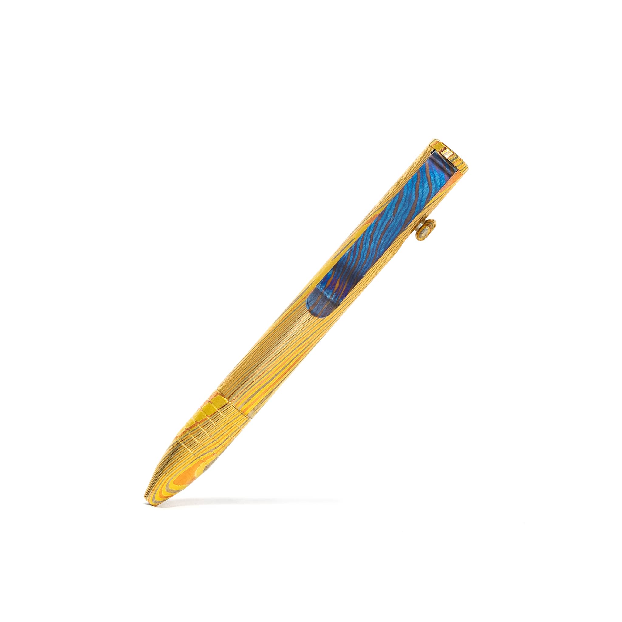 Mini Bolt Action Pen - Full Brass Damascus - Image 6