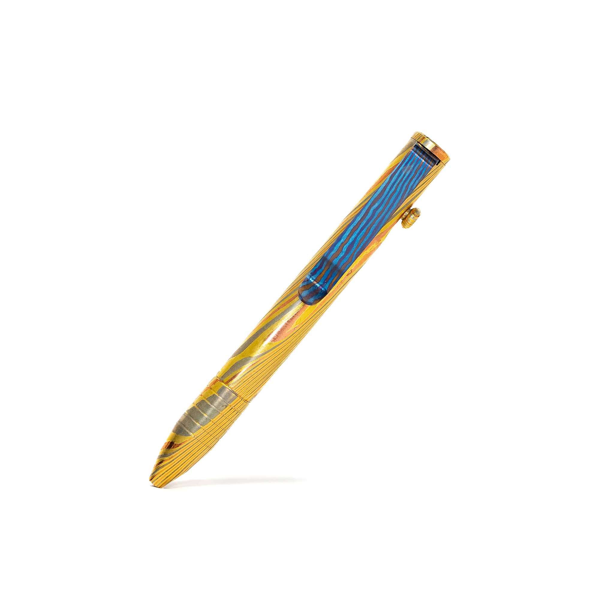 Mini Bolt Action Pen - Full Brass Damascus - Image 9